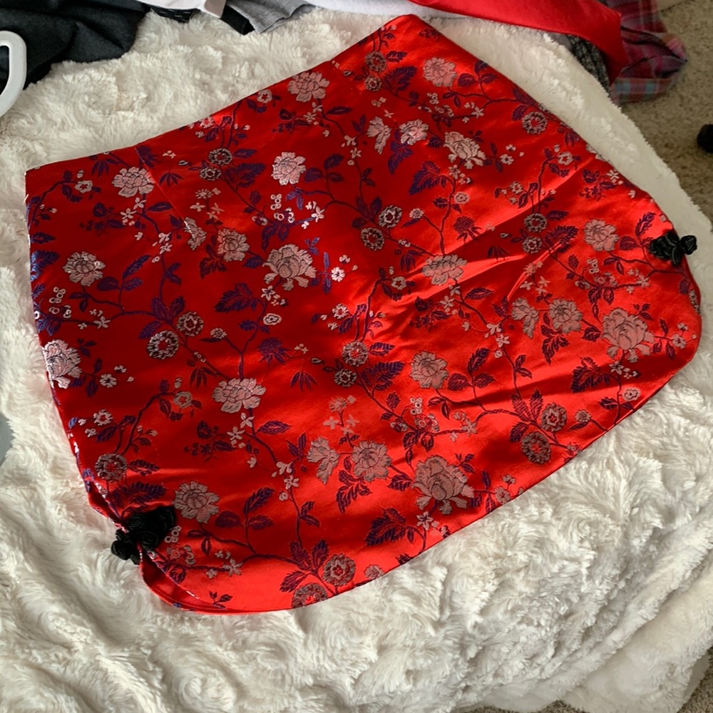 forever21 red floral mini skirt
